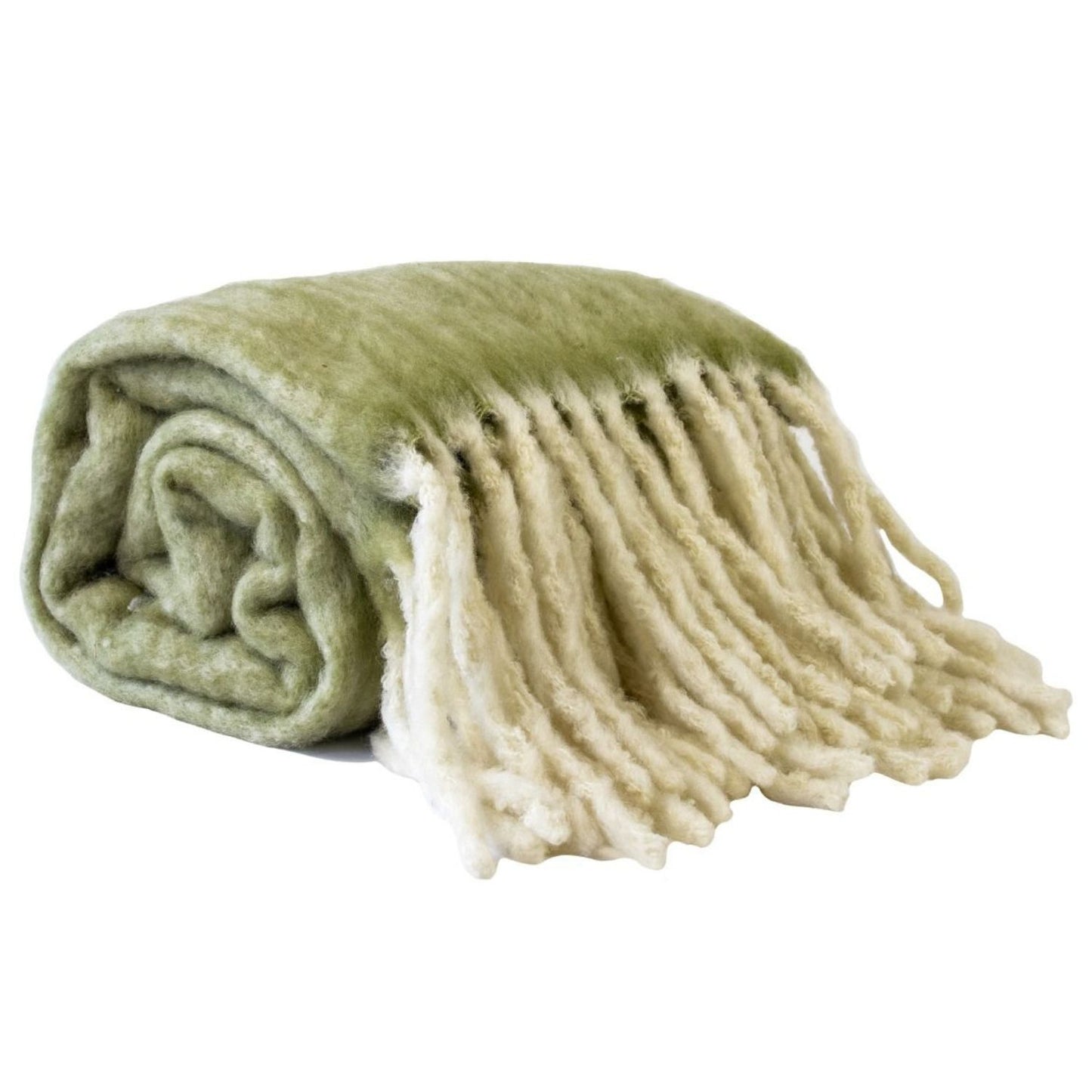 Plaid wol met franjes groen